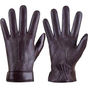 Mens Genuine Leather Gloves Cashmere Lined Winter Touchscreen Driving Motorcycle